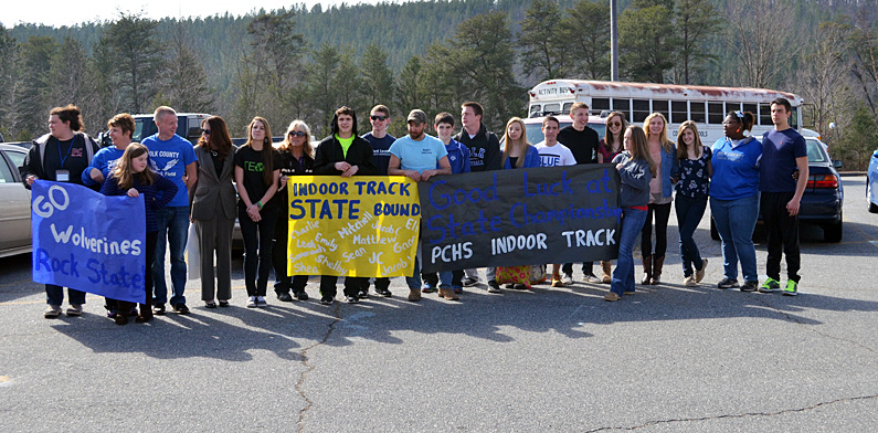 Polk County indoor track athletes, coaches and parents prepare to leave Friday for the state indoor meet in Winston-Salem.