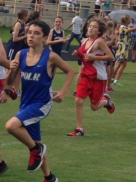 Polk County Middle's Zach Lambert placed 13th in Tuesday's race at Apple Valley (photo courtesy Cathy Elliott).