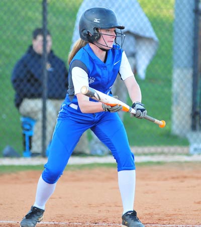 Ansley Lynch prepares to bunt during Monday's game.