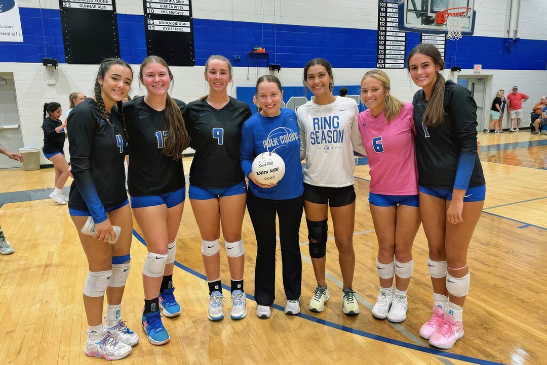 Polk County's seniors helped celebrate head coach Molly Hill's 200th win before Wednesday's match (photo courtesy PCHS Athletic Department)