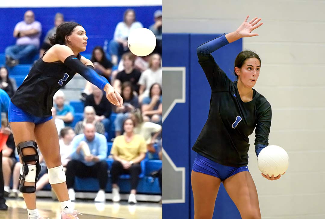 Polk County's Sophia Overholt, left, and Morgan Yoder
