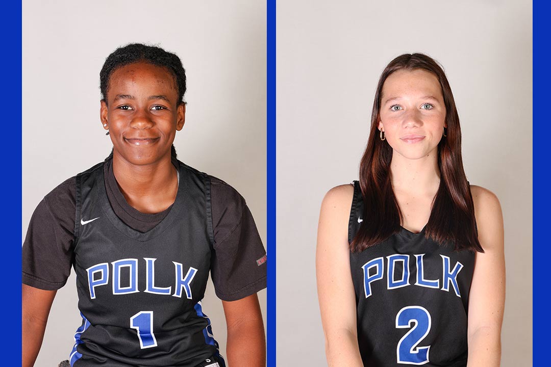 Polk County's Exziah Staley, left, and Jill Brown