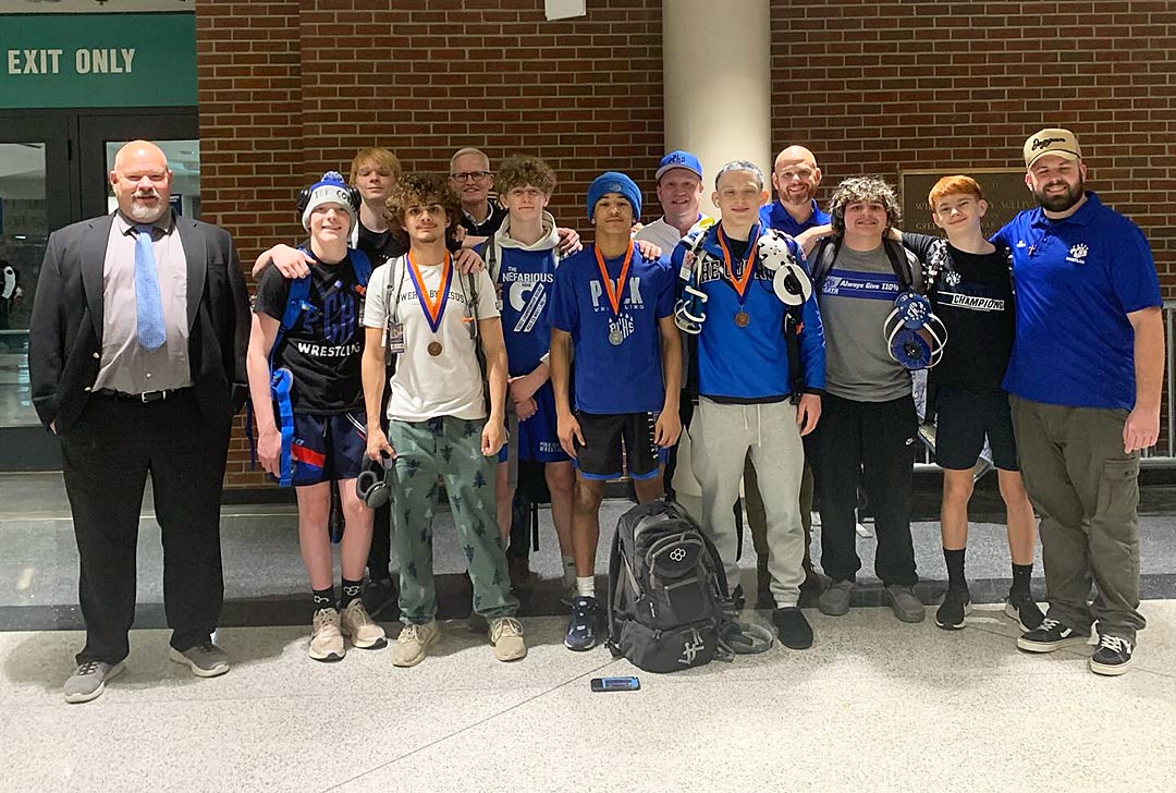 Polk County's contingent at the state wrestling championships (photo courtesy Polk County Wrestling)