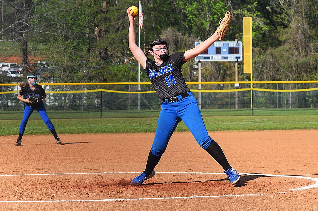Lucy Tessnair earned the win Monday for Polk County Middle, striking out 10 in the victory (photo courtesy Rob McComas)