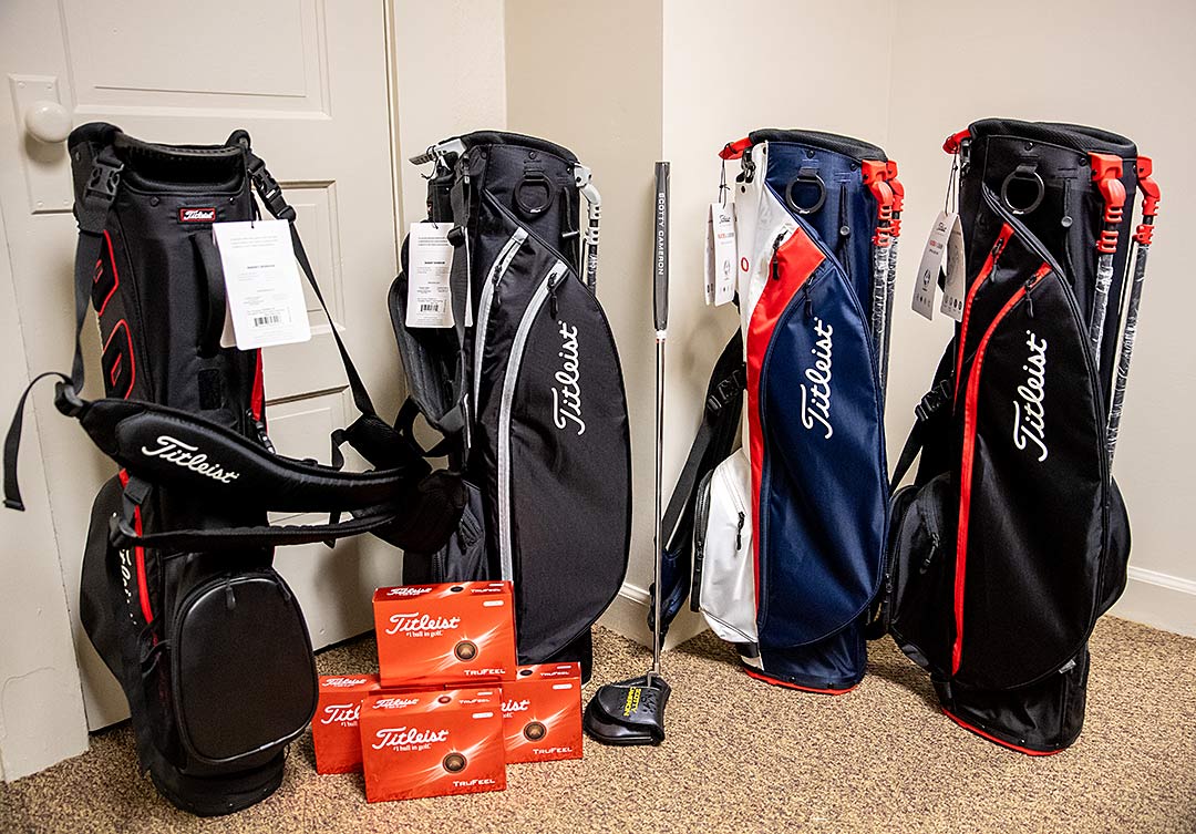 These Titleist golf bags and Scotty Cameron putter will be among the prizes available at the 19th Annual Polk County High School Athletic Fundraiser Golf Tournament