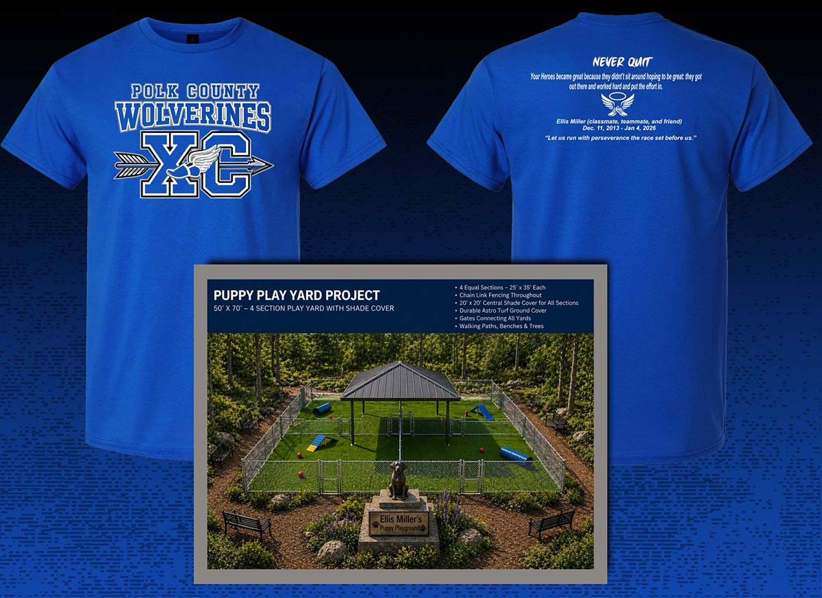 Polk County Middle cross country team members are selling T-shirts to remember late teammate Ellis Miller
