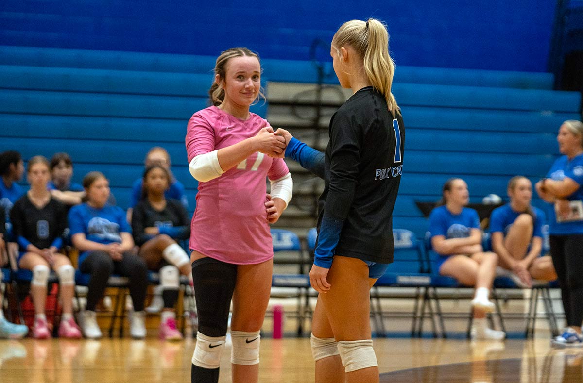 Polk County's Lily Holt and Camdyn Israel-Garrett (Caleb Russell photo)