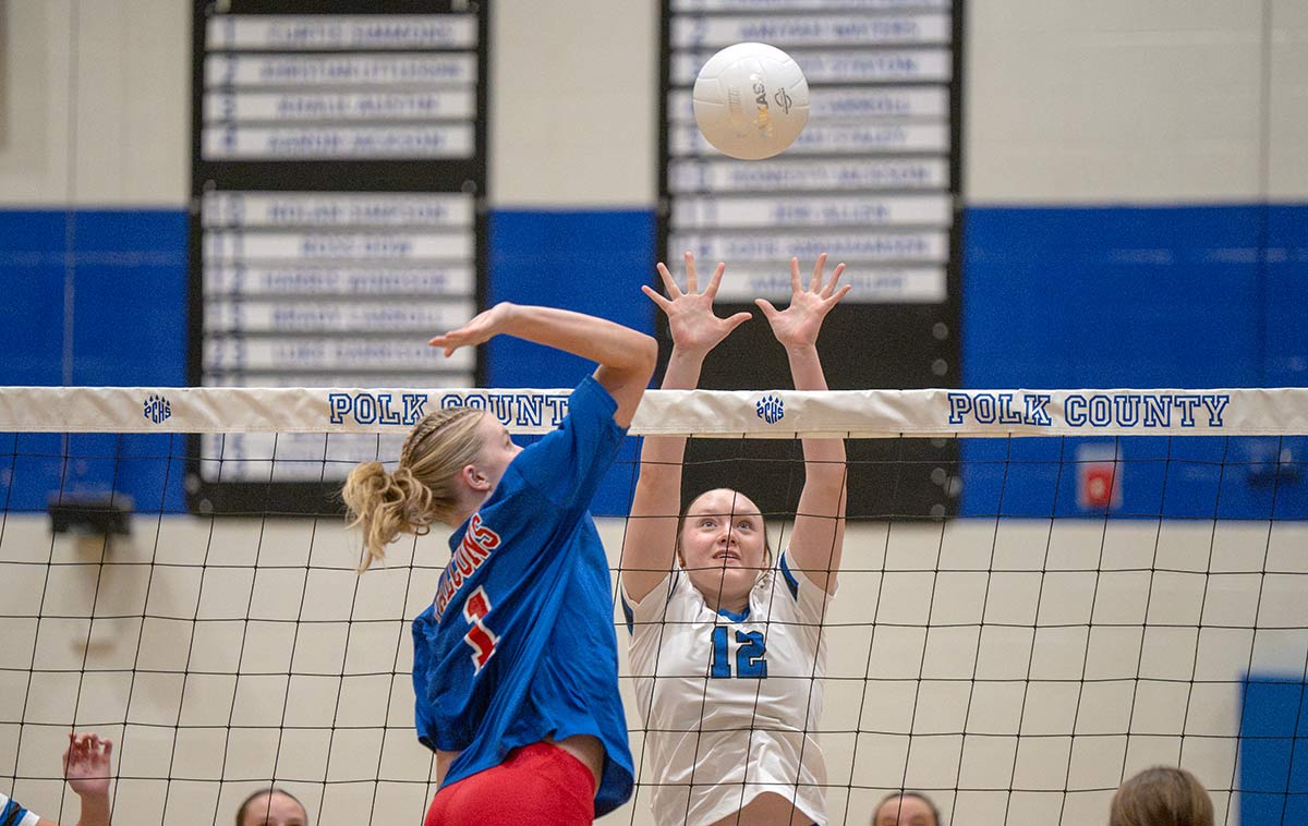 Polk County's Lorali Wing had three kills and three blocks in Thursday's win