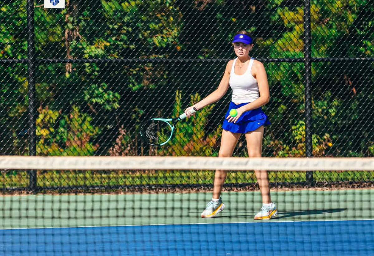 Polk County senior Leah Morton earned a win Wednesday at No. 5 singles (photo courtesy Lindy Buss)
