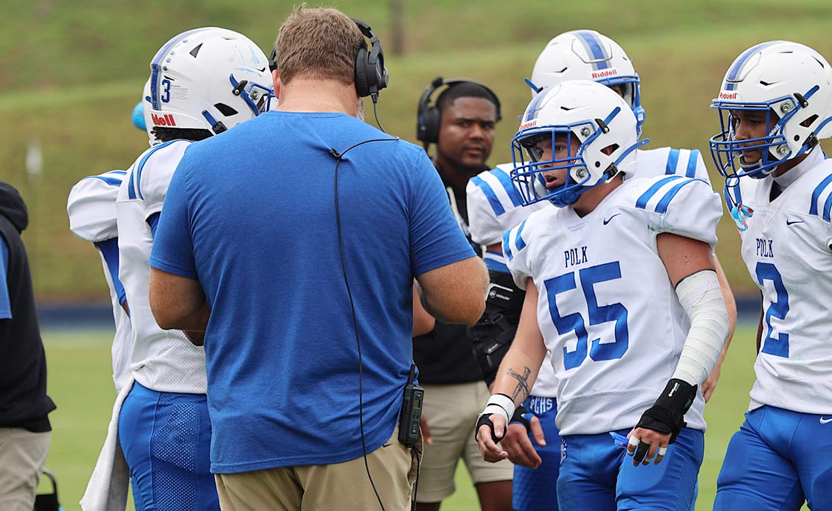 Simon Moore (55) has been a key part of Polk County's offensive line this season (photo courtesy Jane Ollis)